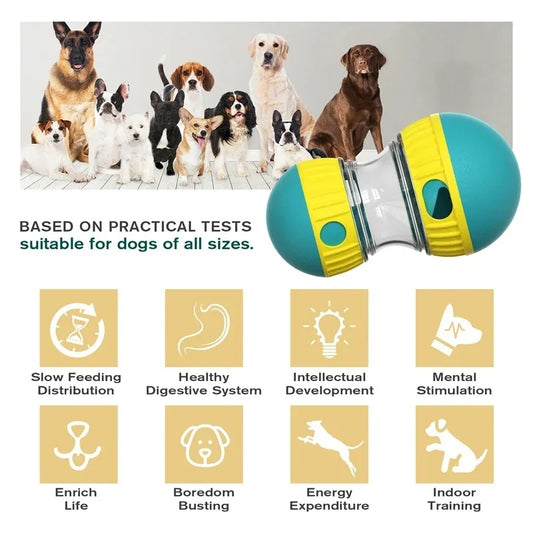 Pelota Interactiva para Perros – Tumbler con Dispensador de Premios