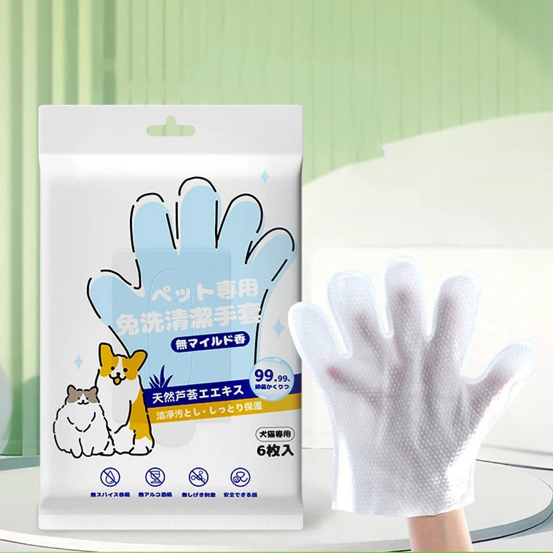 Guantes de limpieza para mascotas – 6 unidades para baño y cuidado diario