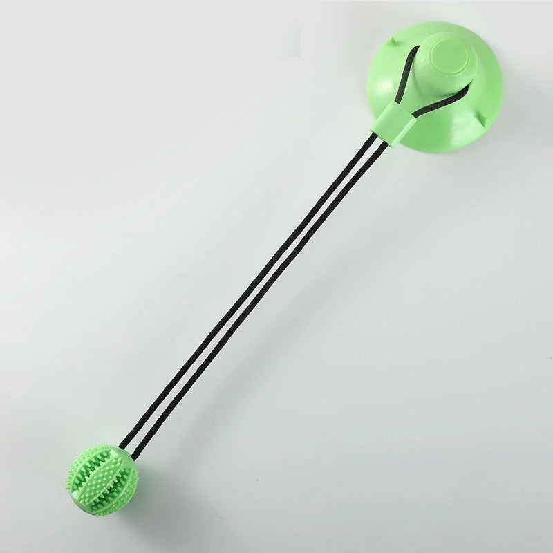 “Juguete interactivo para perros con ventosa, sonido y dispensador de premios – Pelota de caucho resistente para entrenar y jugar al tira y afloja.”
