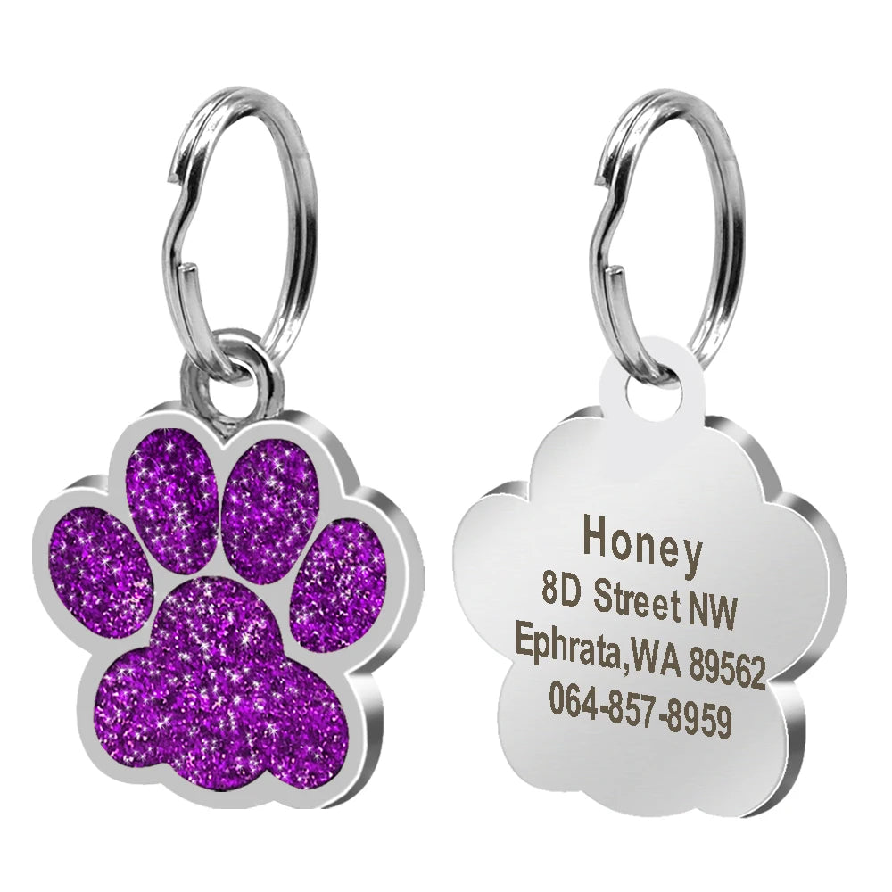 Chapas de identificación personalizadas para perros y gatos, grabadas en acero inoxidable.