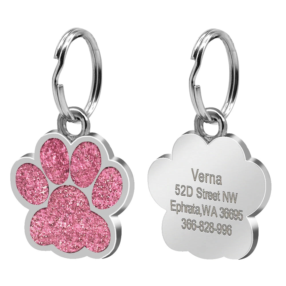 Chapas de identificación personalizadas para perros y gatos, grabadas en acero inoxidable.