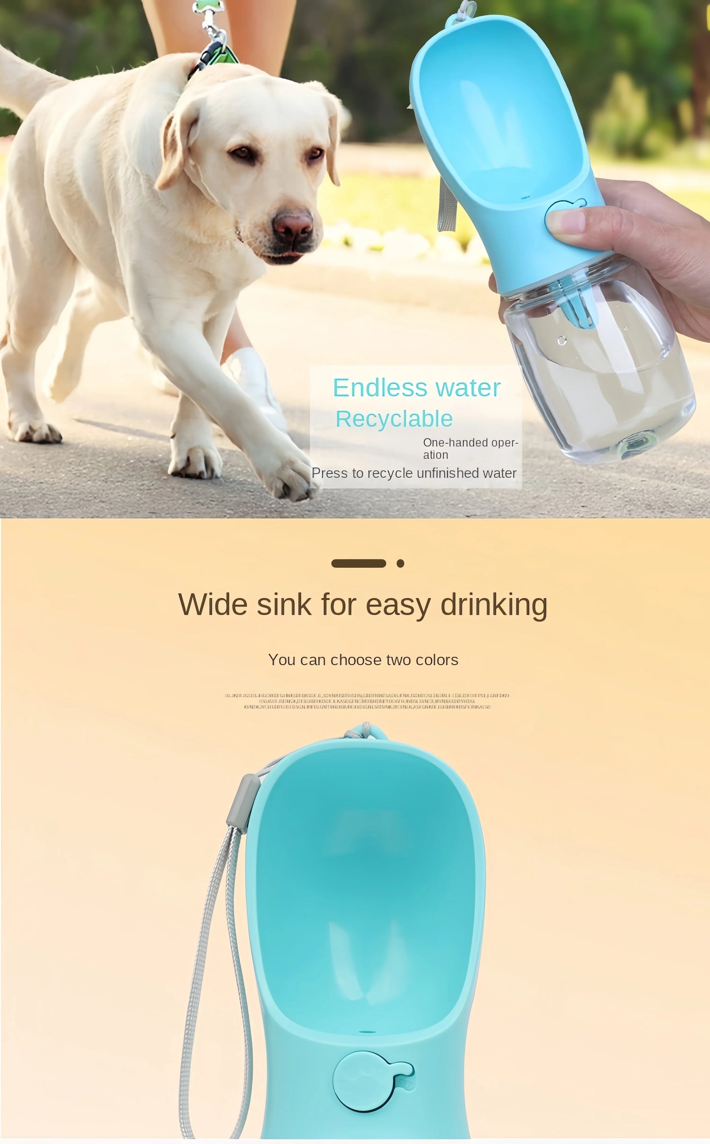 Botella portátil para agua y comida de perros y gatos