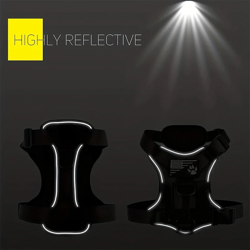 Arnés para perro de servicio con parches y reflectante
