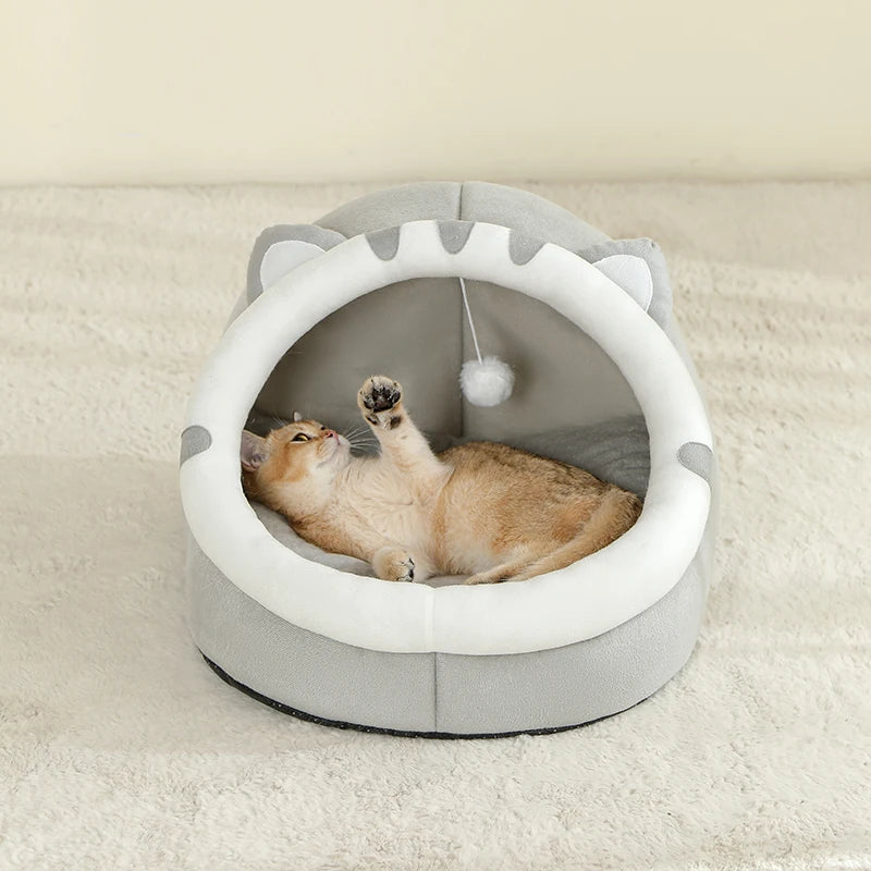 Cama cálida tipo cueva para gatos y perros pequeños