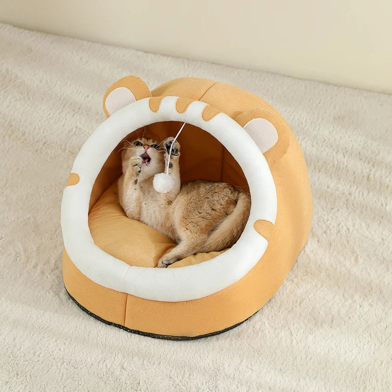 Cama cálida tipo cueva para gatos y perros pequeños