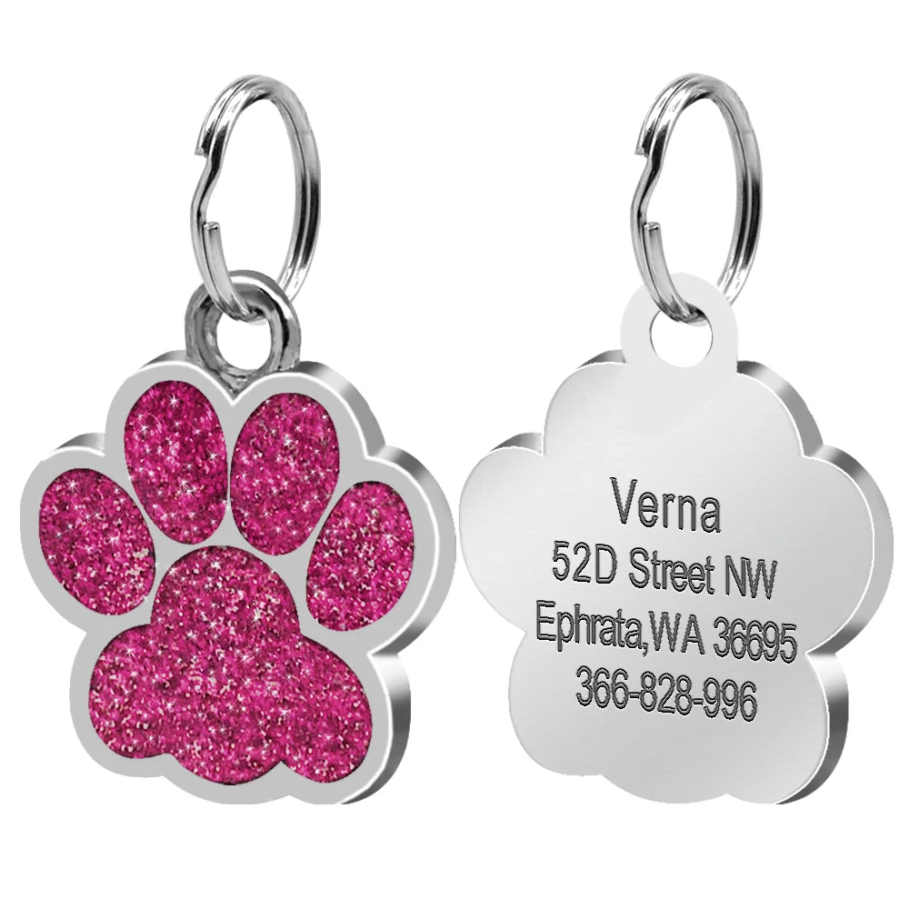 Chapas de identificación personalizadas para perros y gatos, grabadas en acero inoxidable.