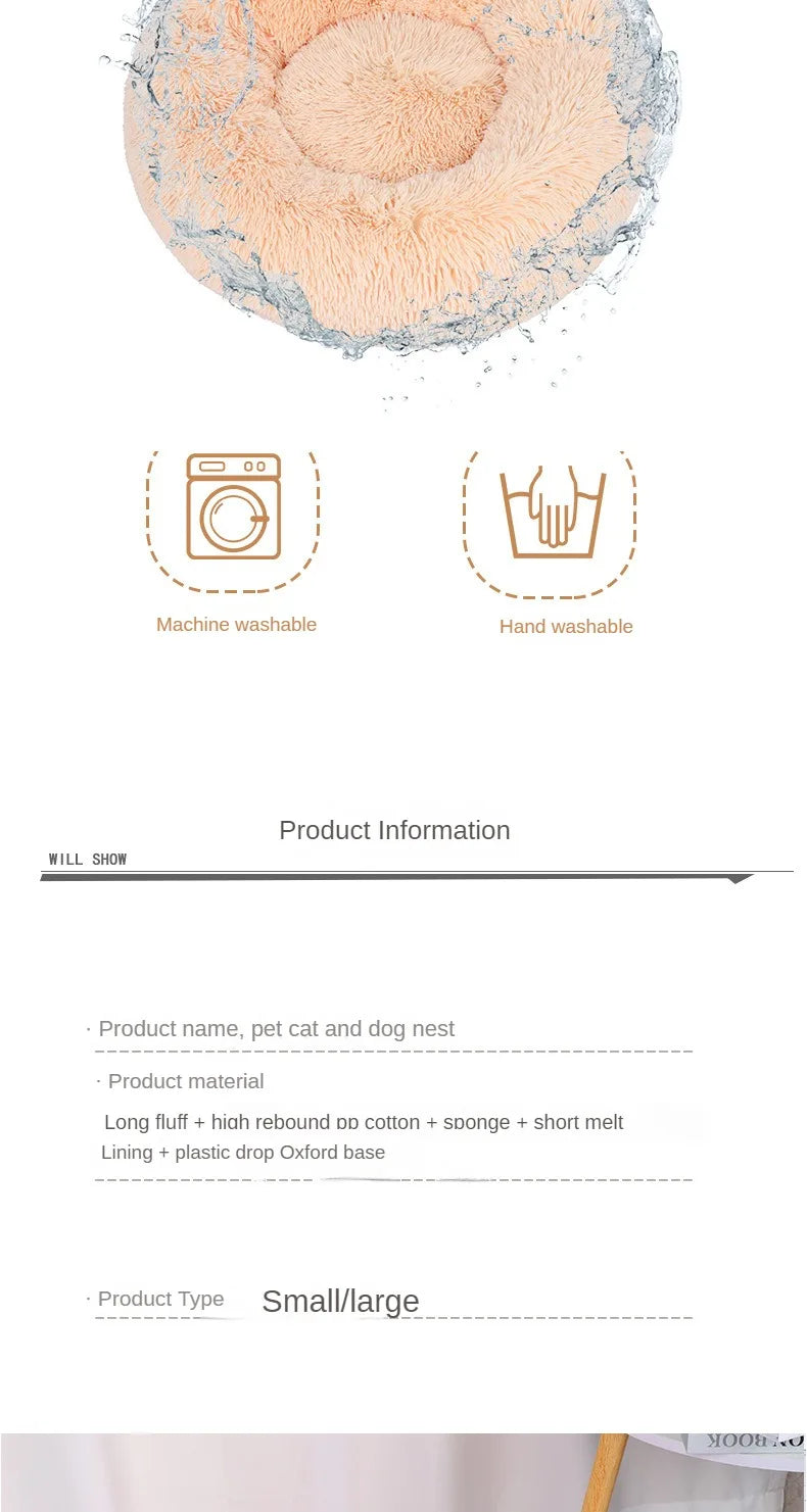 Nido redondo de felpa para mascotas – Cálido y cómodo