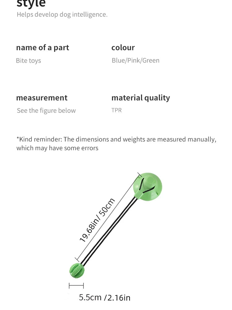 “Juguete interactivo para perros con ventosa, sonido y dispensador de premios – Pelota de caucho resistente para entrenar y jugar al tira y afloja.”