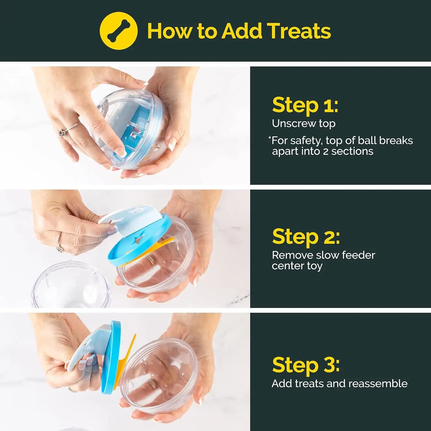 Pelota interactiva dispensadora de premios para perros