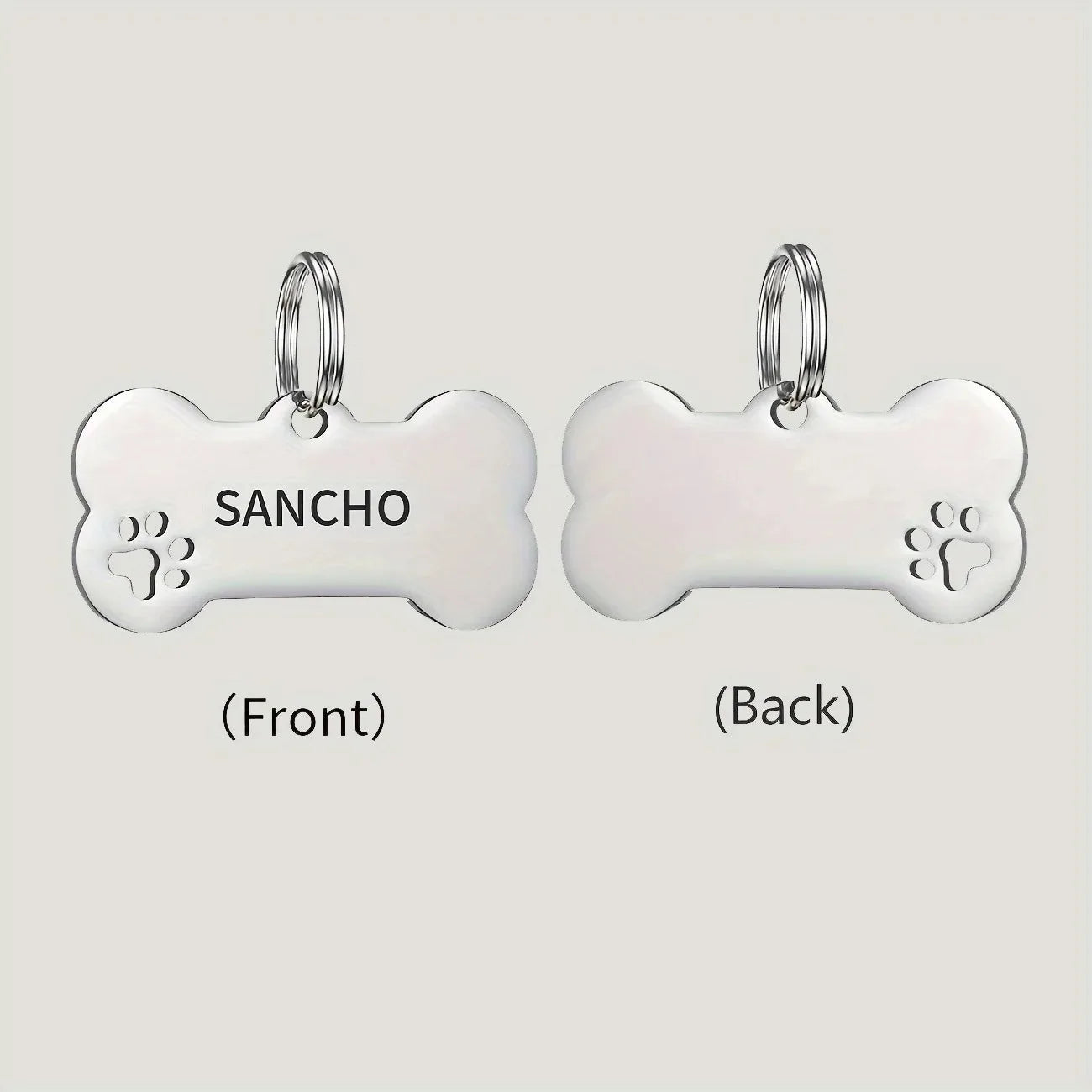 Chapa de identificación personalizada con forma de huesito