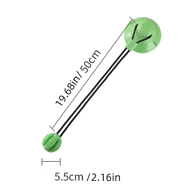 “Juguete interactivo para perros con ventosa, sonido y dispensador de premios – Pelota de caucho resistente para entrenar y jugar al tira y afloja.”