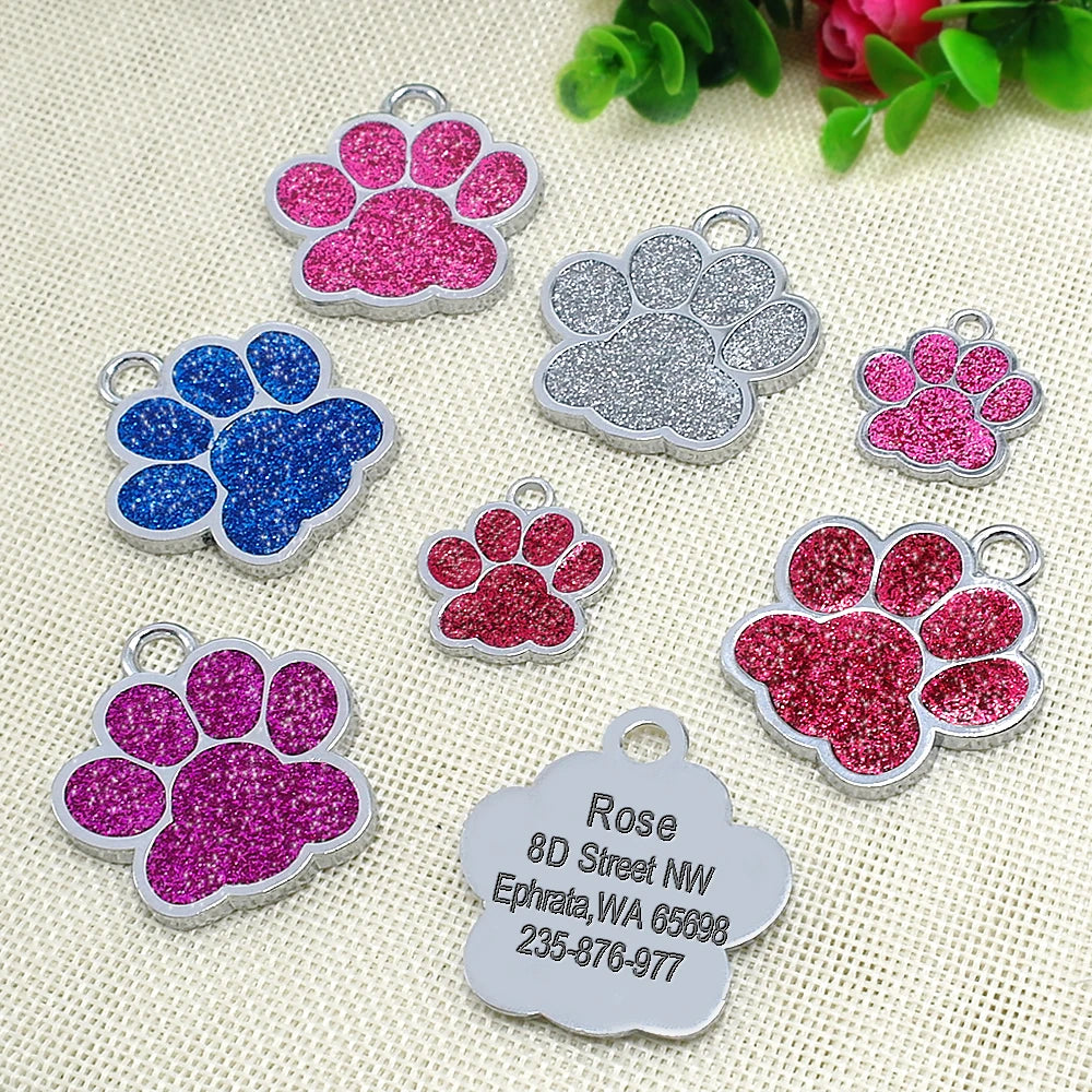 Chapas de identificación personalizadas para perros y gatos, grabadas en acero inoxidable.