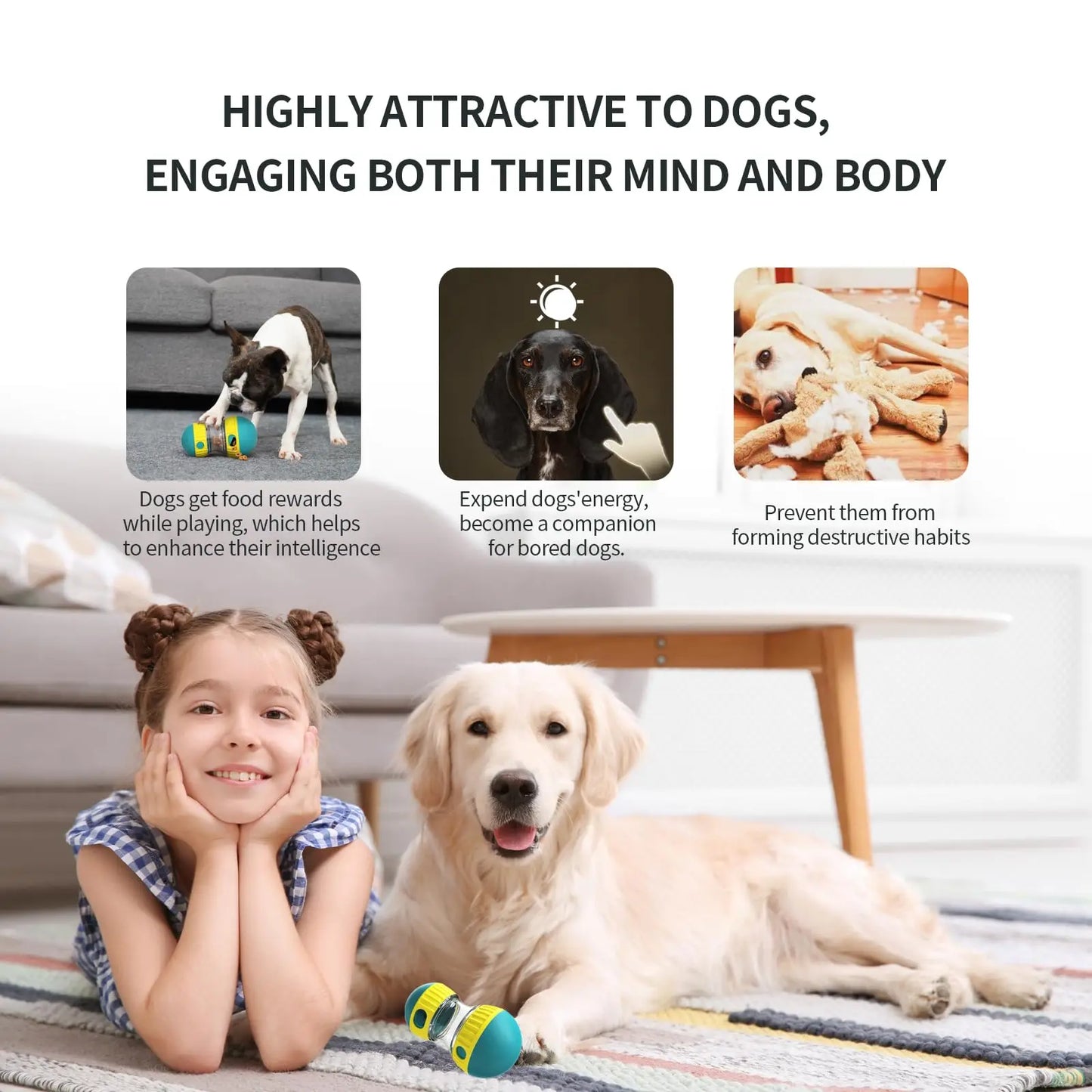 Pelota Interactiva para Perros – Tumbler con Dispensador de Premios