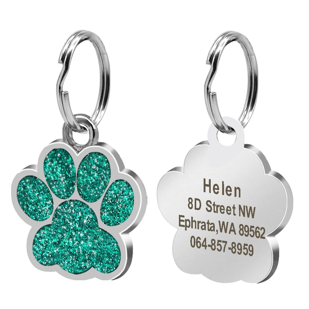 Chapas de identificación personalizadas para perros y gatos, grabadas en acero inoxidable.