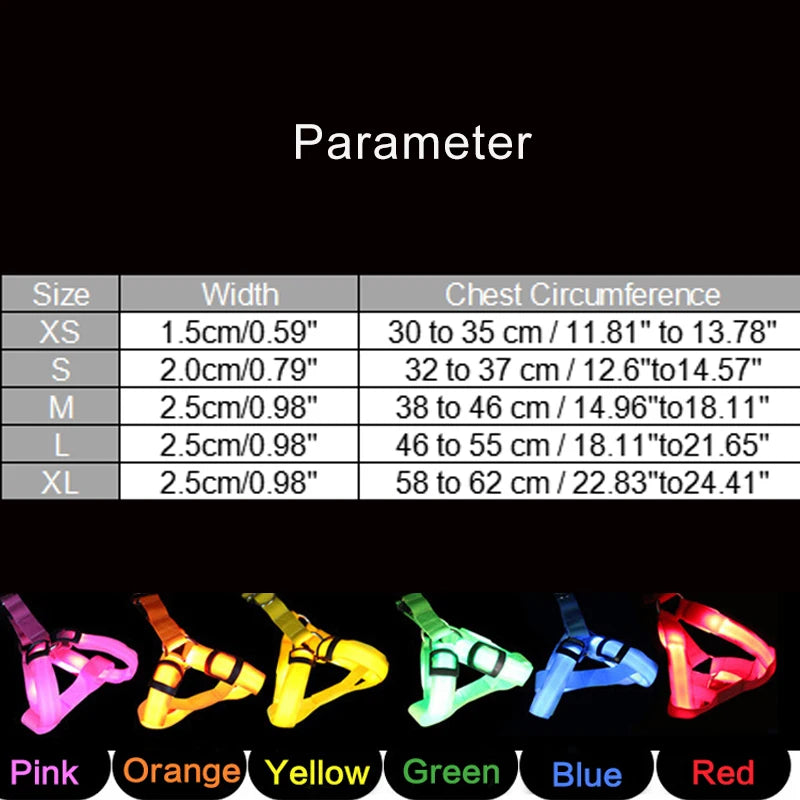 Arnés LED de moda para mascotas