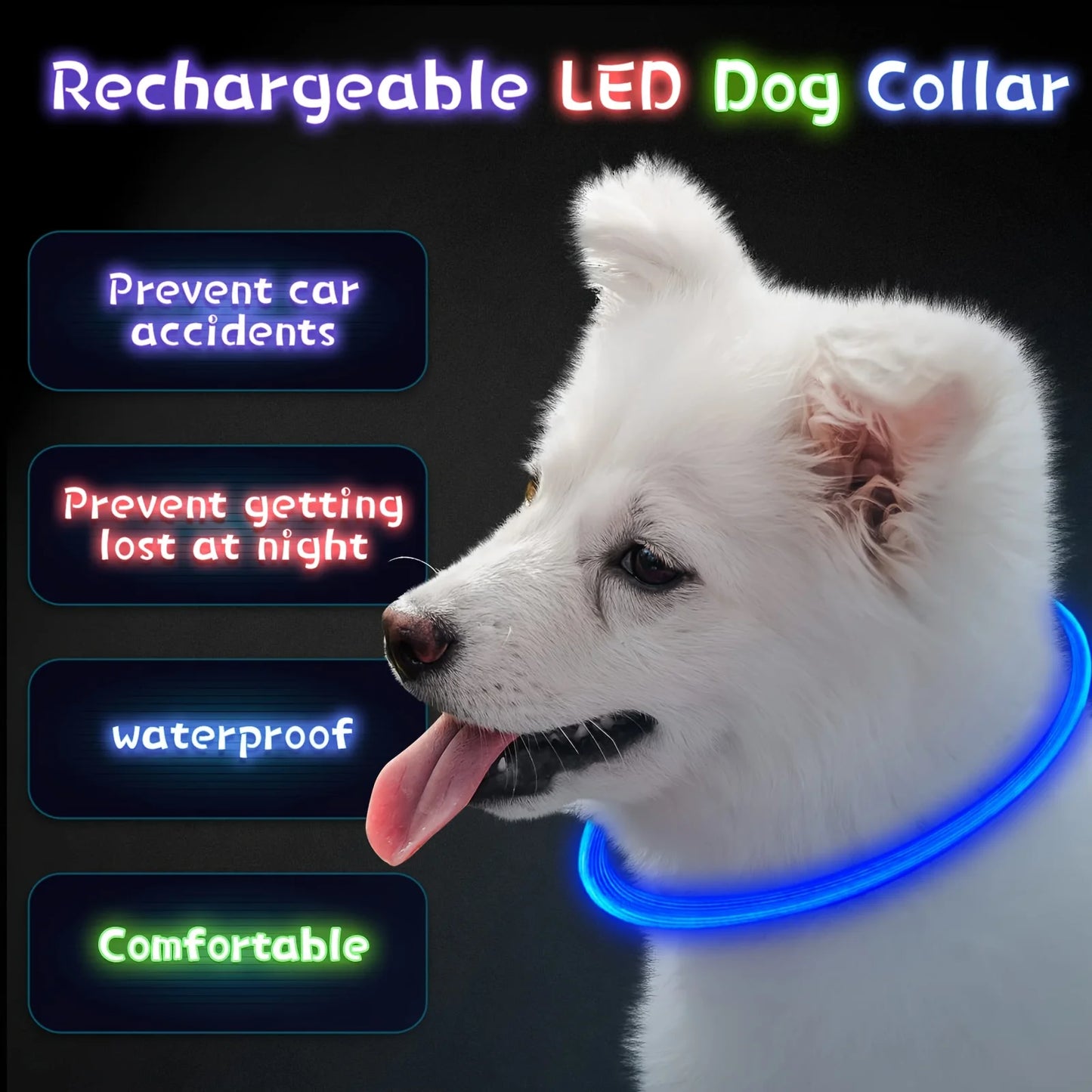 Collar luminoso LED para perros