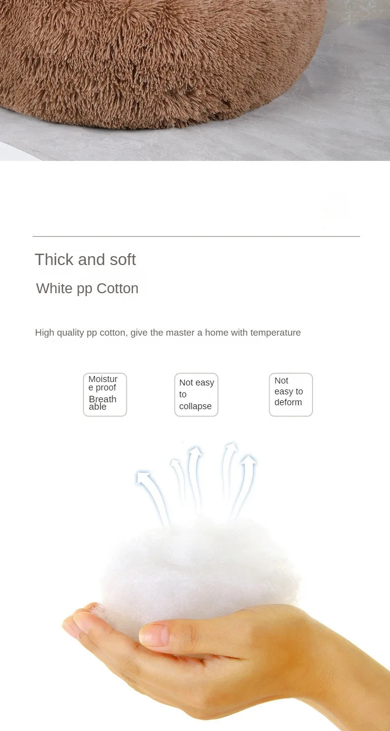 Nido redondo de felpa para mascotas – Cálido y cómodo