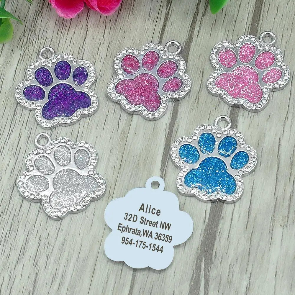 Chapas de identificación personalizadas para perros y gatos, grabadas en acero inoxidable.
