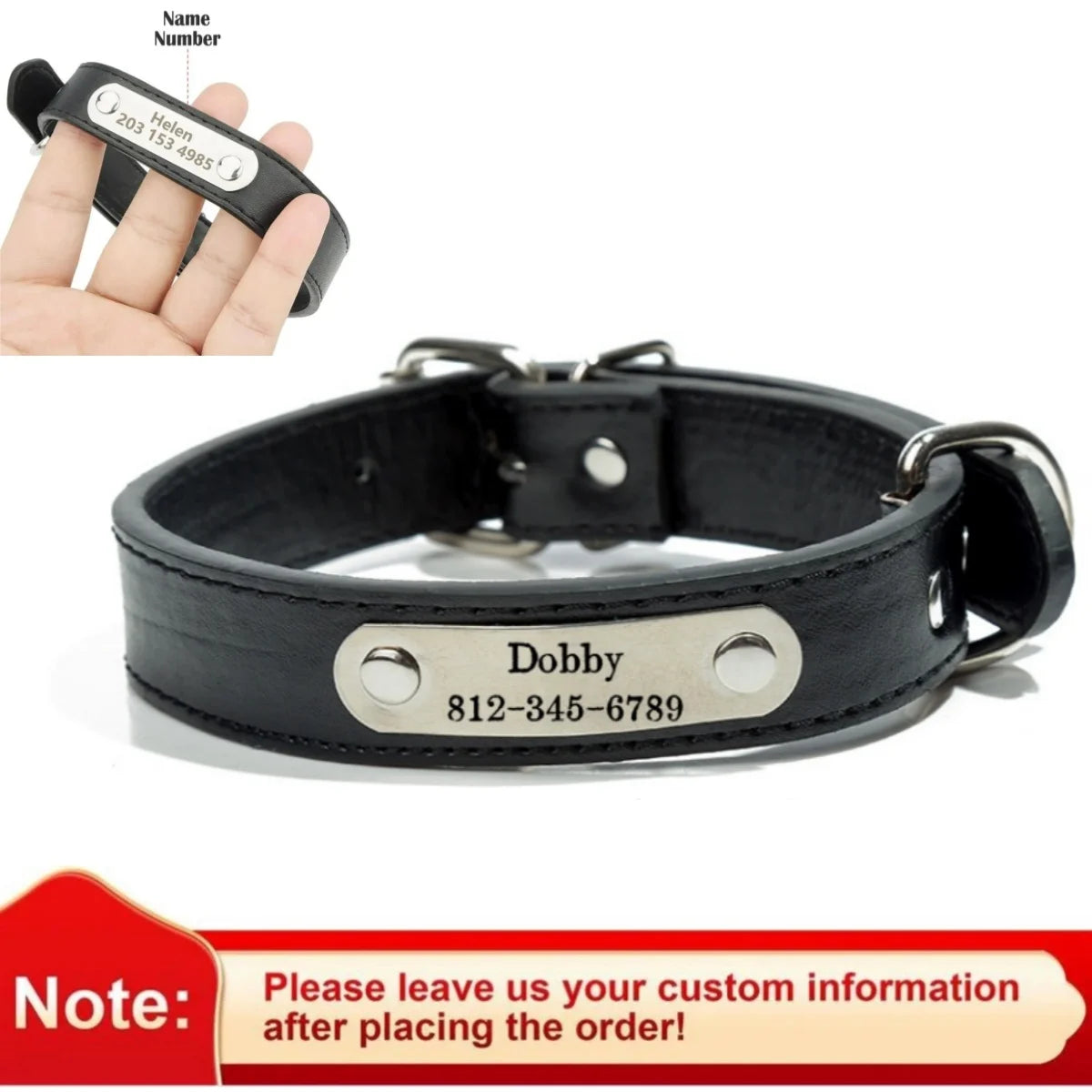 Collar personalizado con placa identificativa para perros y gatos
