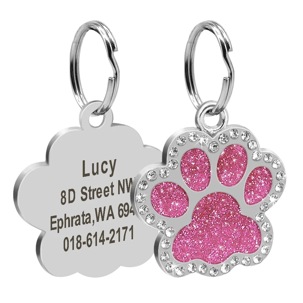 Chapas de identificación personalizadas para perros y gatos, grabadas en acero inoxidable.