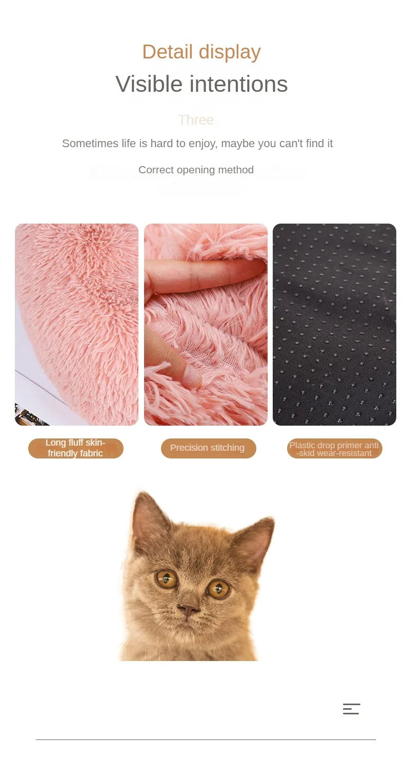 Nido redondo de felpa para mascotas – Cálido y cómodo