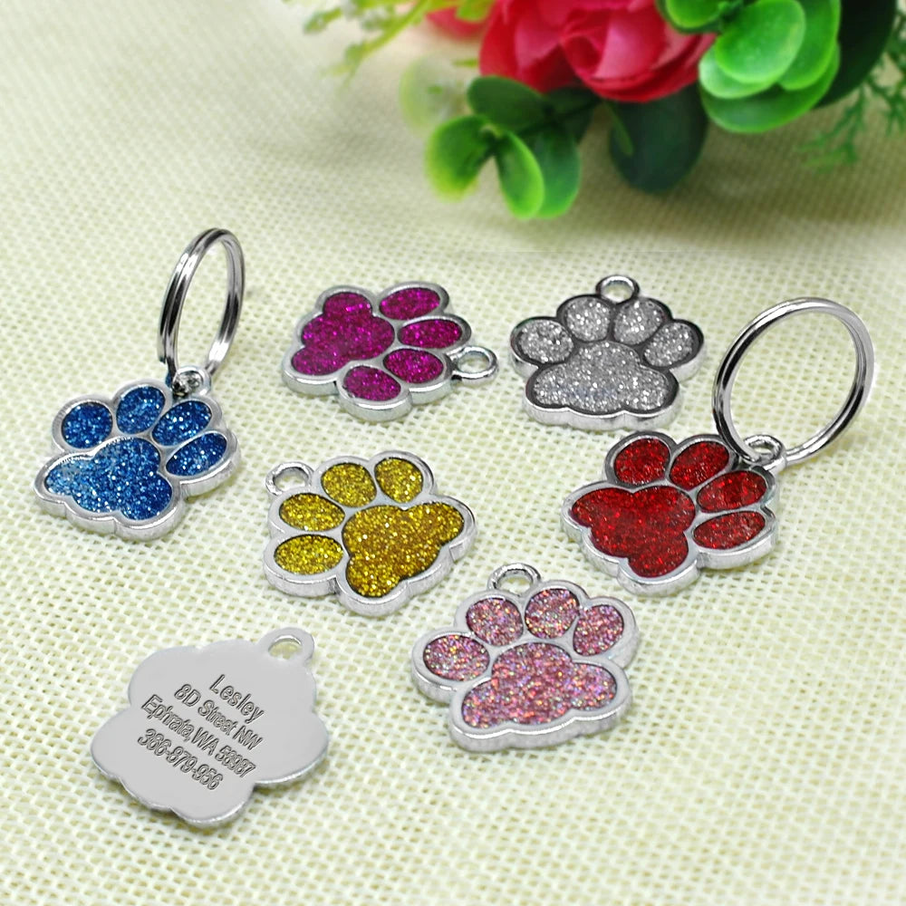 Chapas de identificación personalizadas para perros y gatos, grabadas en acero inoxidable.