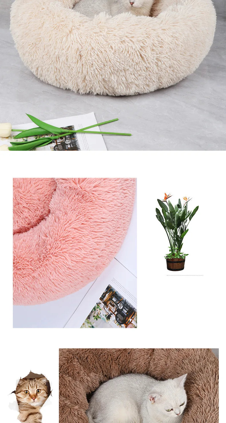 Nido redondo de felpa para mascotas – Cálido y cómodo