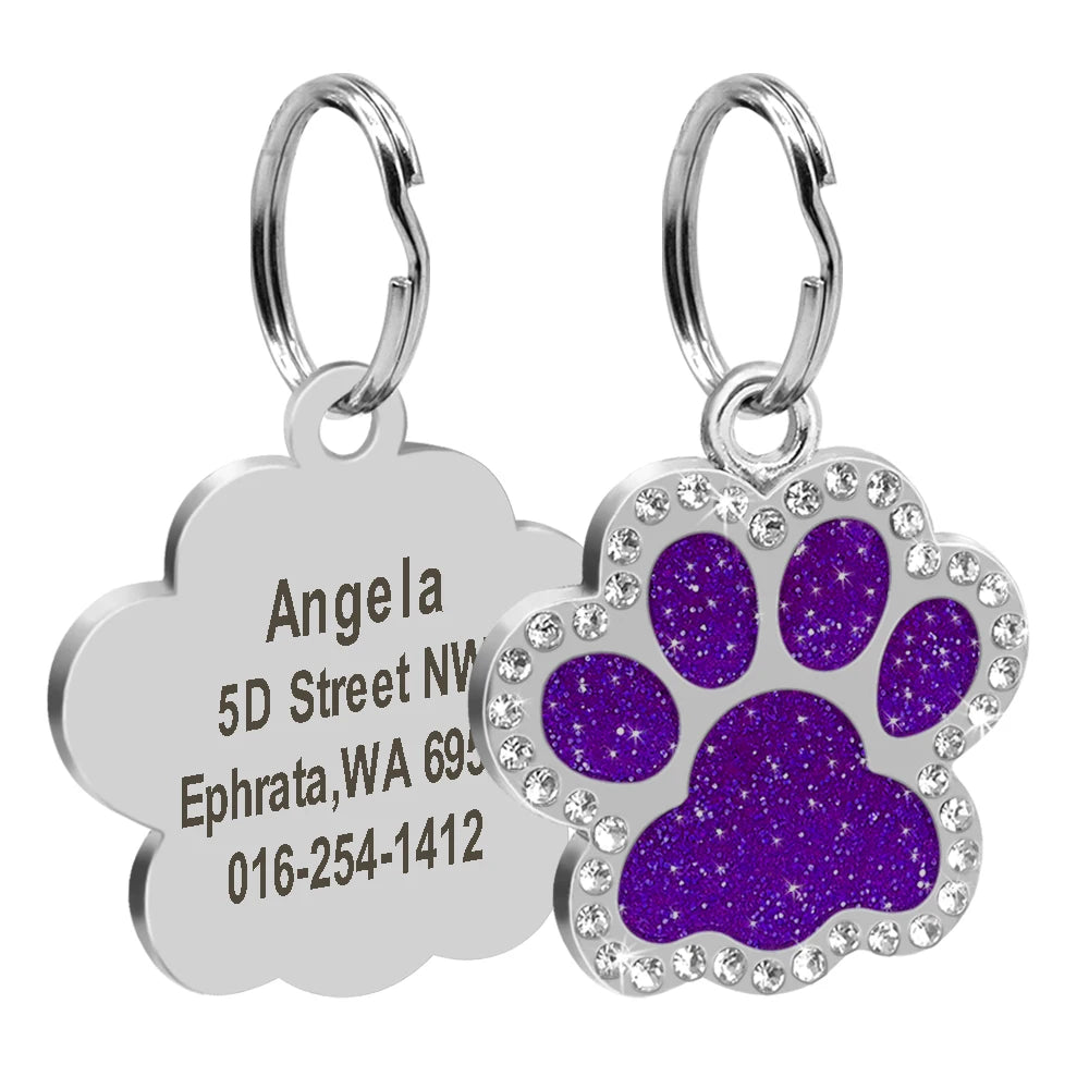 Chapas de identificación personalizadas para perros y gatos, grabadas en acero inoxidable.