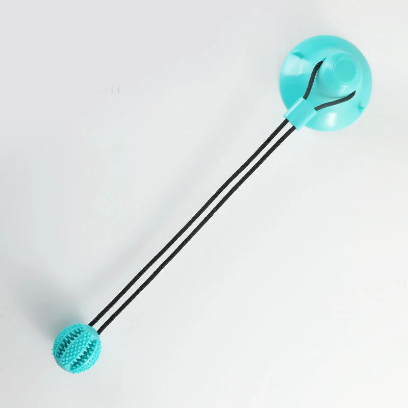 “Juguete interactivo para perros con ventosa, sonido y dispensador de premios – Pelota de caucho resistente para entrenar y jugar al tira y afloja.”