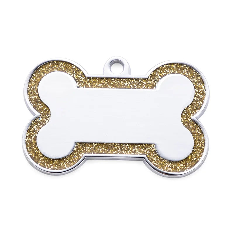 Placa de identificación personalizada para perros y gatos – Doble cara con purpurina